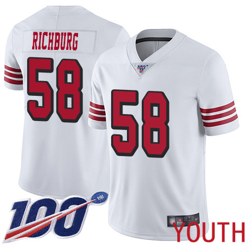 San Francisco 49ers Limited White Youth Weston Richburg NFL Jersey #58 100th Season Vapor Untouchable Rush->youth nfl jersey->Youth Jersey